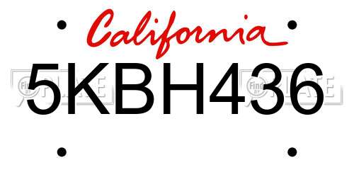 5KBH436 California License Plate