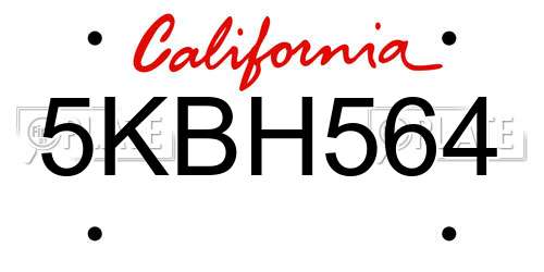 5KBH564 California License Plate