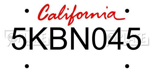 5KBN045 California License Plate