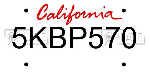 5KBP570 California License Plate