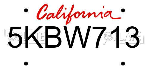 5KBW713 California License Plate