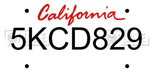5KCD829 California License Plate