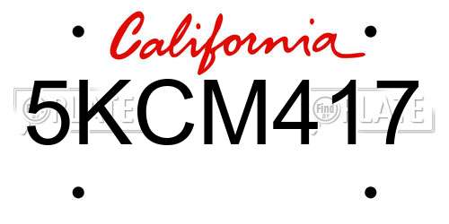 5KCM417 California License Plate