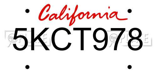 5KCT978 California License Plate