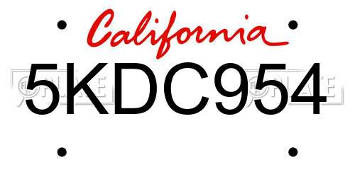 5KDC954 California License Plate