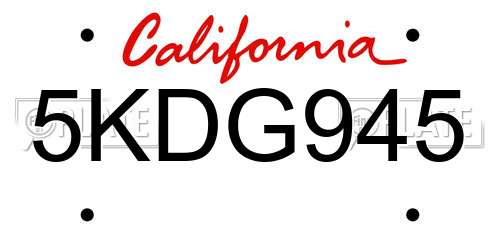 5KDG945 California License Plate