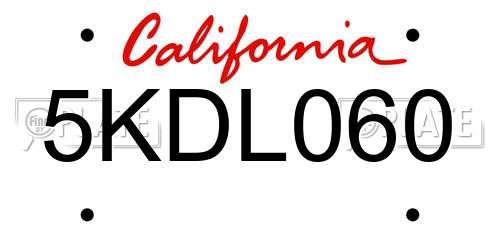 5KDL060 California License Plate