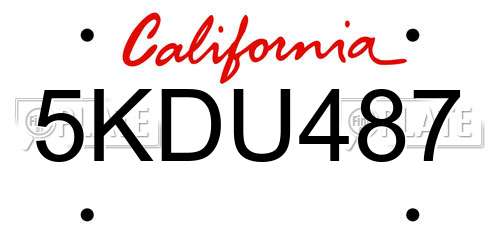 5KDU487 California License Plate