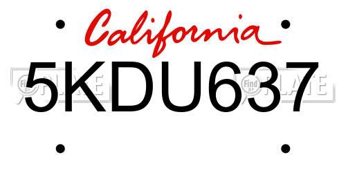 5KDU637 California License Plate