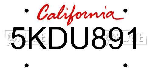 5KDU891 California License Plate