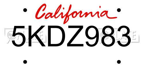 5KDZ983 California License Plate