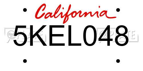 5KEL048 California License Plate