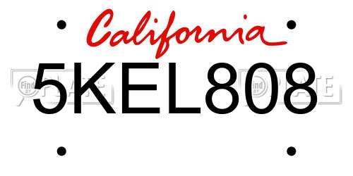5KEL808 California License Plate