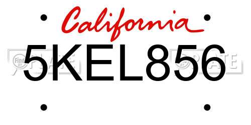 5KEL856 California License Plate