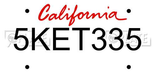 5KET335 California License Plate