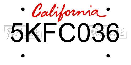 5KFC036 California License Plate