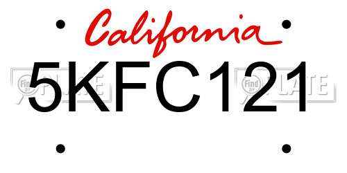 5KFC121 California License Plate