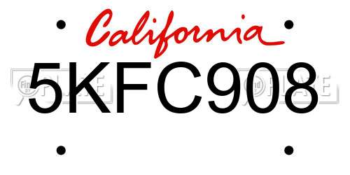 5KFC908 California License Plate