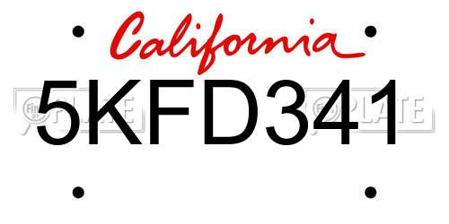 5KFD341 California License Plate
