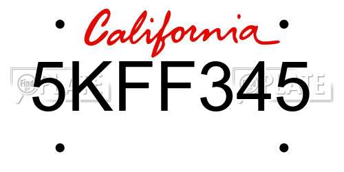 5KFF345 California License Plate