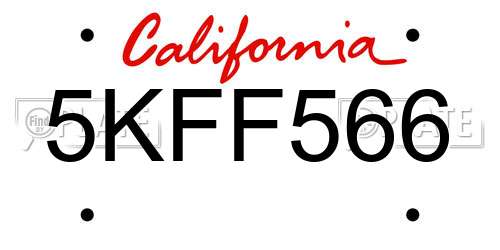 5KFF566 California License Plate