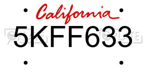 5KFF633 California License Plate