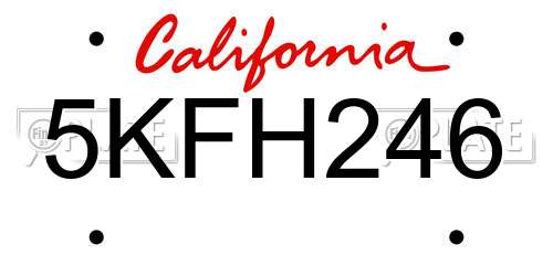 5KFH246 California License Plate