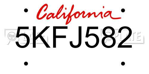 5KFJ582 California License Plate