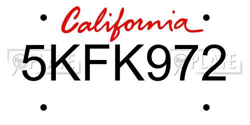 5KFK972 California License Plate