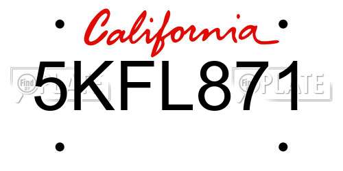 5KFL871 California License Plate