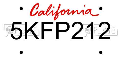 5KFP212 California License Plate