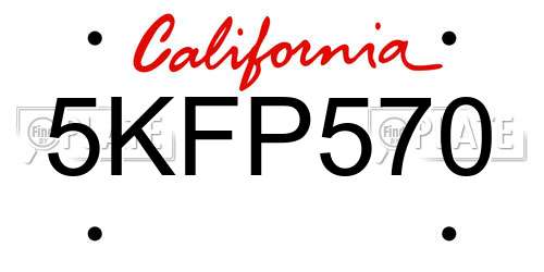 5KFP570 California License Plate