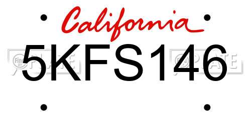 5KFS146 California License Plate