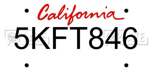 5KFT846 California License Plate