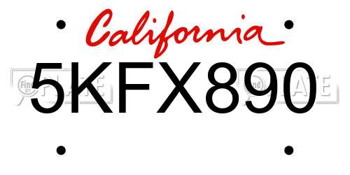 5KFX890 California License Plate