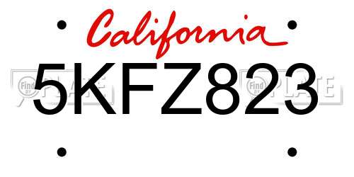 5KFZ823 California License Plate