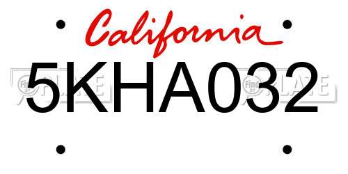 5KHA032 California License Plate