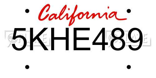 5KHE489 California License Plate