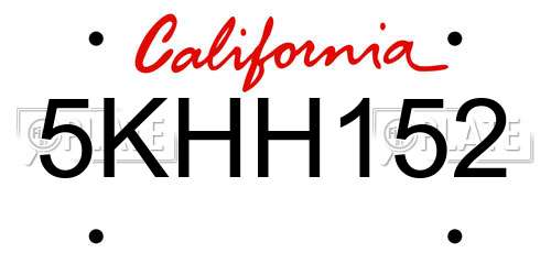 5KHH152 California License Plate