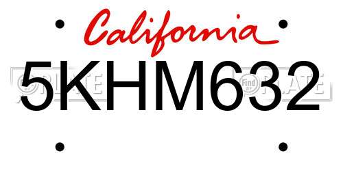 5KHM632 California License Plate