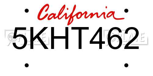 5KHT462 California License Plate
