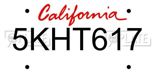 5KHT617 California License Plate