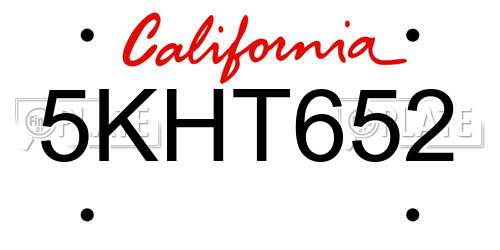 5KHT652 California License Plate