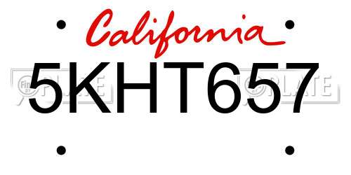 5KHT657 California License Plate