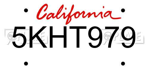 5KHT979 California License Plate