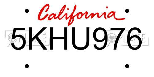 5KHU976 California License Plate
