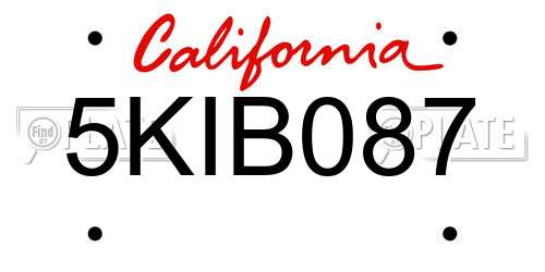 5KIB087 California License Plate