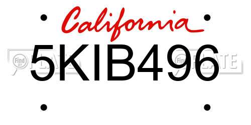 5KIB496 California License Plate