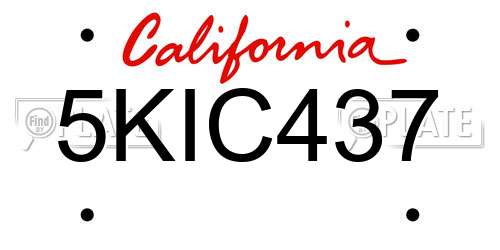 5KIC437 California License Plate