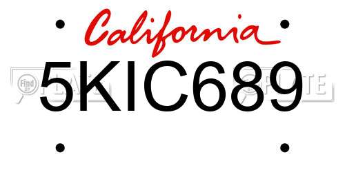 5KIC689 California License Plate